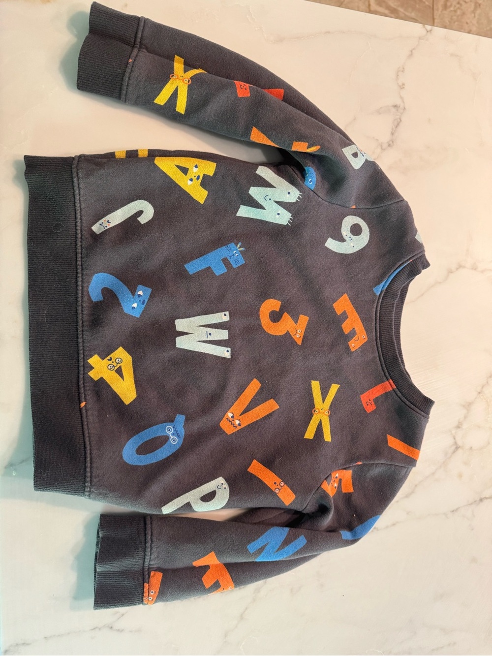 Cat & Jack Navy Alphabet Graphic Sweatshirt with Yellow Orange Blue Letters